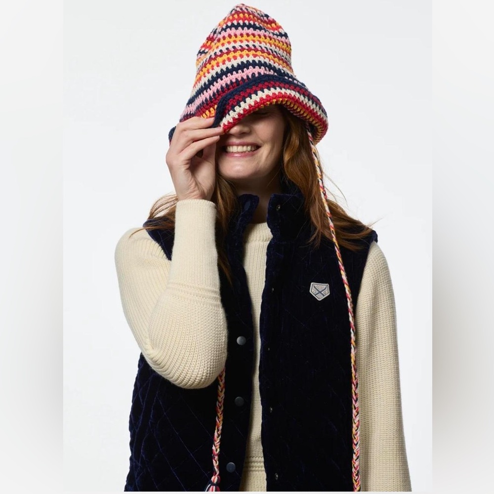 POWDER PUFF The Vest! Diamond quilt, navy velvet, cashmere lined.